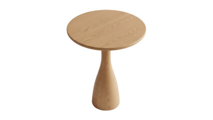Isolated modern round accent table with wooden texture, decorative home furniture design