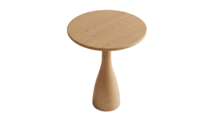 Isolated modern round accent table with wooden texture, decorative home furniture design