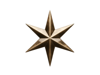 Isolated bronze-tone star with sharp edges. Metallic symbol for holiday celebration season.