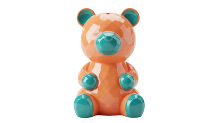 Isolated cute orange bear figurine made of plastic, child's toy, fun, animal, decoration