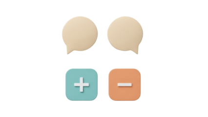 Isolated illustration of conversation bubbles with math symbols for add and subtract