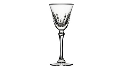Isolated crystal wine glass, with a classic, ornate design and a slender stem, for table setting