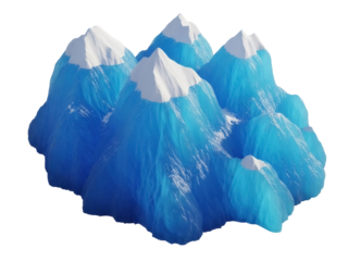 Isolated mountain range featuring snow-capped peaks against a bright backdrop, cold nature beauty