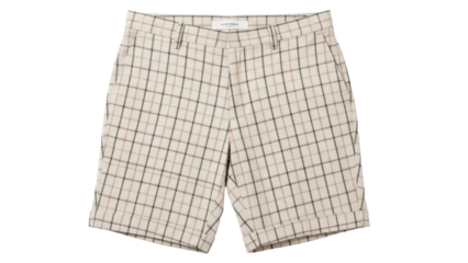 Isolated modern checkered knee-length shorts, dressy casual summer apparel for vacationers