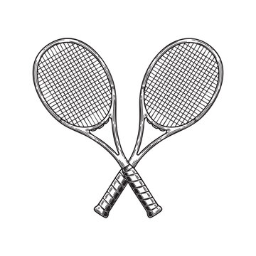 Crossed Tennis Rackets Vintage Sports Illustration