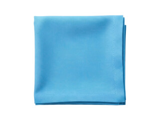 Isolated blue linen table napkin, folded with hemmed edges for table setting, dining decor