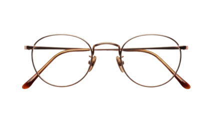 Isolated round glasses or spectacles on a plain surface in a fashionable style accessory