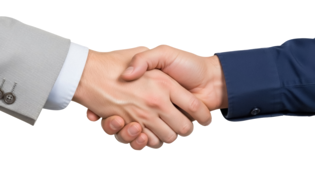 Isolated businessmen shaking hands during a meeting, professional business agreement deal - Powered by Adobe