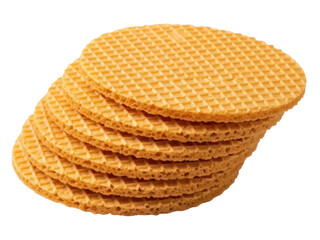 Isolated stack of stroopwafels a traditional Dutch cookie with caramel filling sweet treat