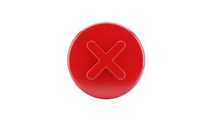 Obraz premium Isolated red close button with cross sign to reject, decline, or cancel, without background