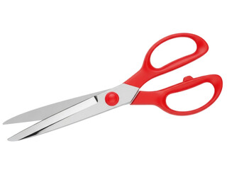Isolated Scissors for Cutting, Tailoring, Crafts, or Office Use – Sharp Steel Blades and Red Handles