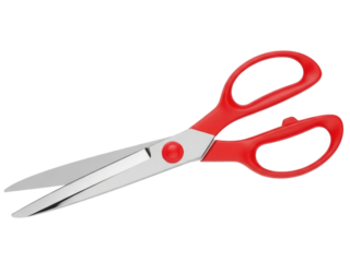 Isolated Scissors for Cutting, Tailoring, Crafts, or Office Use – Sharp Steel Blades and Red Handles