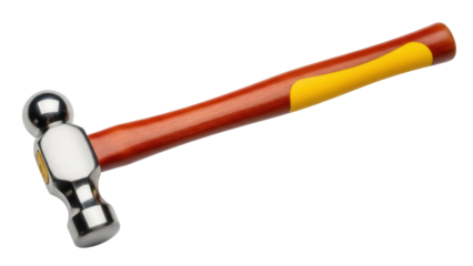 Isolated ball peen hammer for metal work and automotive repair, wood and composite handle
