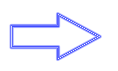 Neon Arrow PNG, Glowing Blue Double-Line Right Arrow Symbol, Bright Direction Icon for UI Elements, Navigation Graphics and Digital Overlay Design
