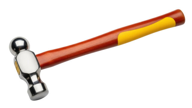 Isolated ball peen hammer for metal work and automotive repair, wood and composite handle