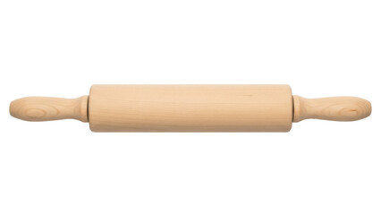 Isolated wooden rolling pin for baking dough and pastry making, a kitchen cooking utensil