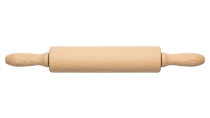 Isolated wooden rolling pin for baking dough and pastry making, a kitchen cooking utensil