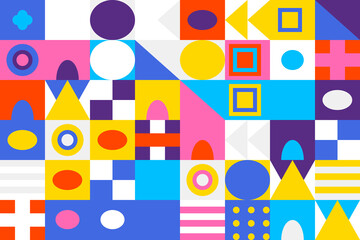Vibrant geometric pattern with colorful abstract shapes, modern graphic design