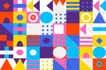 Obraz premium Colorful geometric pattern background with abstract shapes, modern vibrant art
