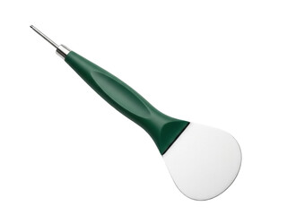 Isolated dark green pottery burnishing tool with pointed end for ceramics, craft item