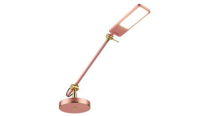 Isolated LED desk lamp, modern rose gold finish, adjustable arm, reading, working, or bedside lighting