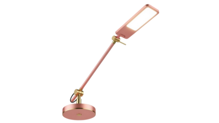 Isolated LED desk lamp, modern rose gold finish, adjustable arm, reading, working, or bedside lighting