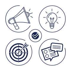 Fototapeta premium Marketing Advertising Icon Set White Background Vector Icon Set