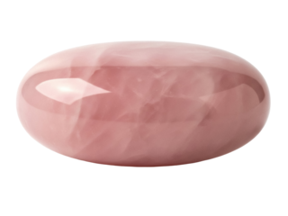 Isolated pink rose quartz oval stone, gem on display, shiny, attractive, mineral rock