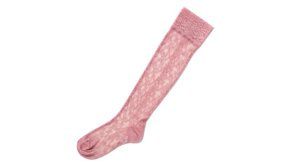 Isolated rose pink knee high sock with lace top, fashion accessory, girly, hosiery, pretty