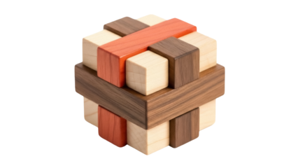 Isolated Interlocking Cube Puzzle, Three-Dimensional Wooden Toy for Mind Teaser Game Challenge