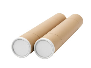 Isolated cardboard tube, poster or shipping container, mockup cylindrical shape, pack product