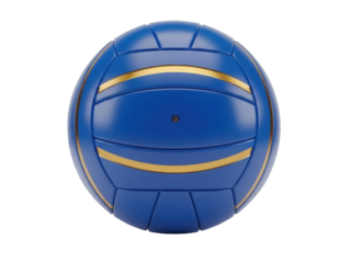 Isolated Blue Volleyball with Gold Lines against a neutral background, a sports equipment