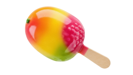 Isolated colorful popsicle with mango, raspberry, and lime flavor, a refreshing summer dessert