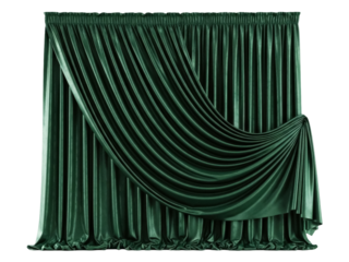 Isolated emerald velvet drapery backdrop for theater stage or luxury event scene setting