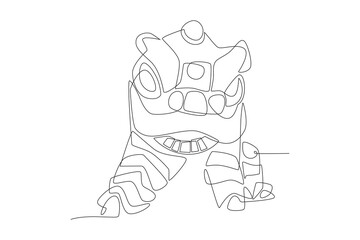 Lion dances. Lion and dragon dances concept one-line drawing