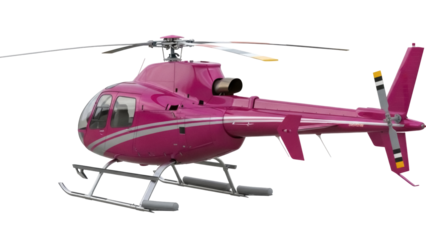 Isolated Magenta Helicopter in Flight, Air Mobility and Passenger Transport for Business