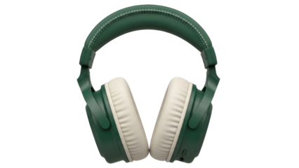 Isolated stylish green headphones for listening to music and audio on personal devices