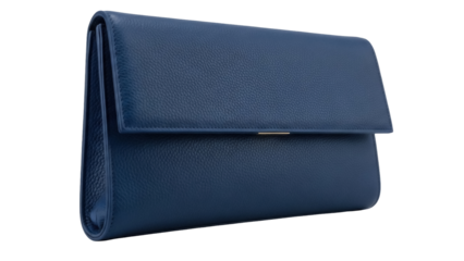 Isolated blue leather clutch handbag, evening accessory, elegant style and craftsmanship