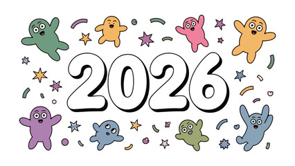 Festive 2026 Celebration: A cheerful and vibrant illustration that embodies the spirit of the year 2026.