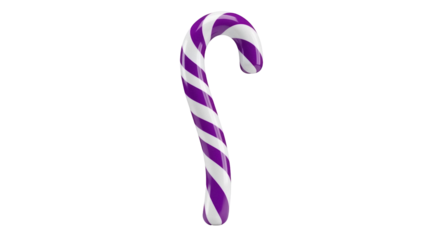Isolated Purple and White Striped Candy Cane festive treat for the holiday season