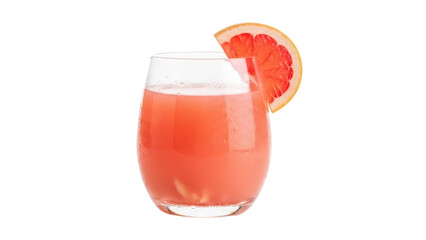 Isolated beverage of grapefruit juice garnished with a slice of grapefruit with a fresh look