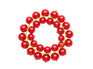 Isolated wreath of fresh ripe red currants, seasonal fruit, garden harvest, healthy food