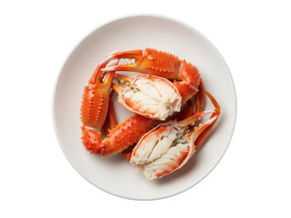 Isolated cooked snow crab legs on dish, seafood delicacy appetizer with tasty meat inside