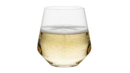 Isolated sparkling wine in glass with fizz, an alcoholic beverage for a celebration drink