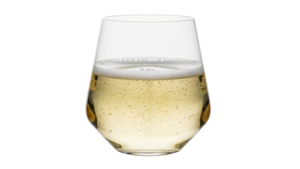 Isolated sparkling wine in glass with fizz, an alcoholic beverage for a celebration drink