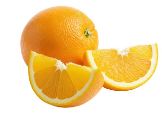 Isolated orange and orange slices in studio lighting for food and beverage concepts