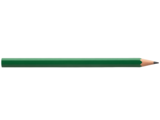 Isolated sharpened green pencil for sketching, writing, drawing, and creating artwork