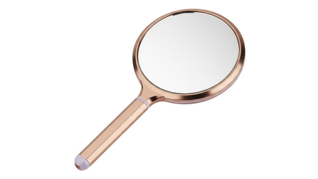 Isolated hand mirror, magnifying tool for beauty needs, examining skin details in makeup use