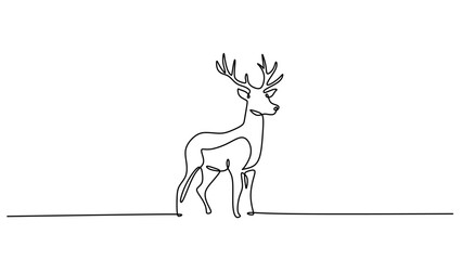 One Line Drawing of a Deer in a Peaceful Forest