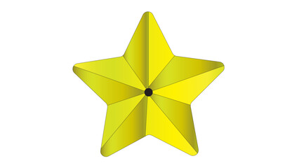 Bright Yellow Three-Dimensional Christmas Star Vector Decoration - Gold Ornament